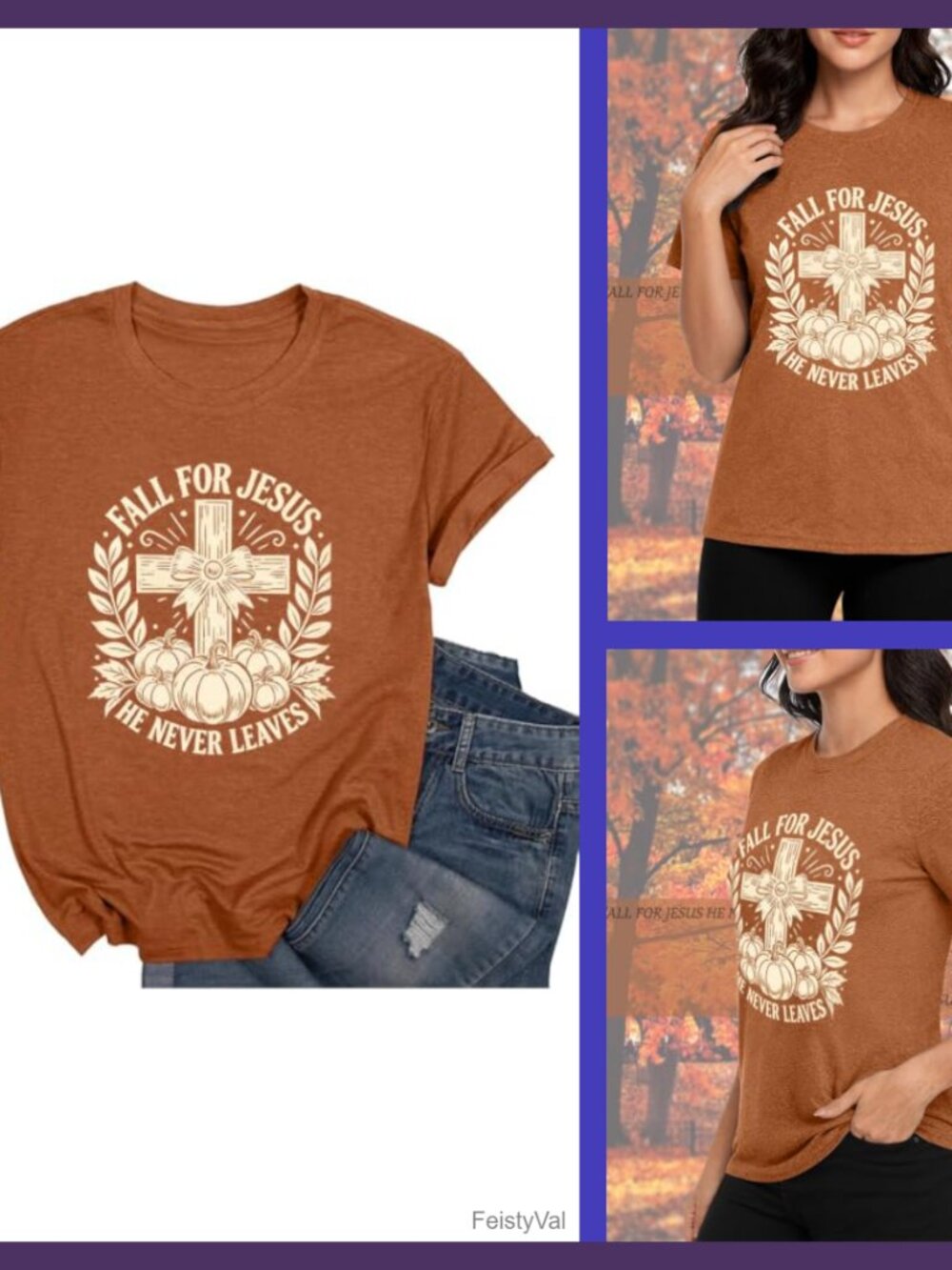 Womens Jesus Graphic Tee Christian Bible Verse Religious Fall T-Shirt